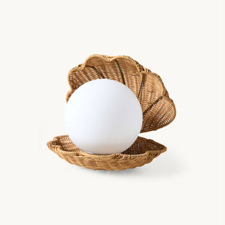 Allie Shell Rattan Opal Glass Table Lamp