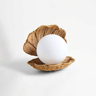 Allie Shell Rattan Opal Glass Table Lamp