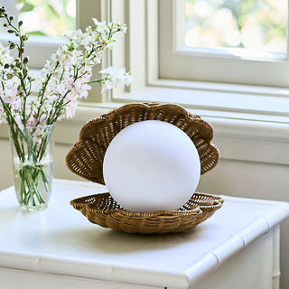 Allie Shell Rattan Opal Glass Table Lamp