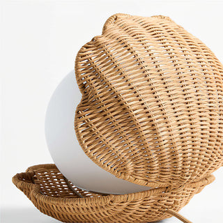 Allie Shell Rattan Opal Glass Table Lamp