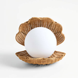 Allie Shell Rattan Opal Glass Table Lamp