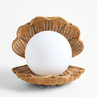 Allie Shell Rattan Opal Glass Table Lamp