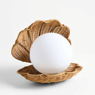 Allie Shell Rattan Opal Glass Table Lamp