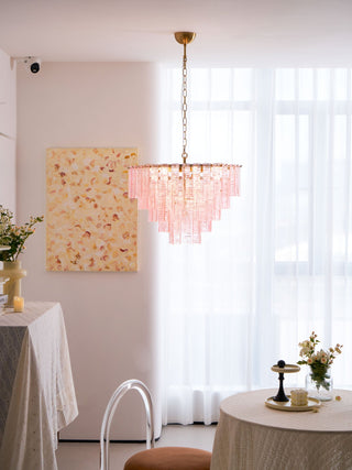 Orion Tiered Pink Glass Chandelier