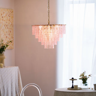 Orion Tiered Pink Glass Chandelier