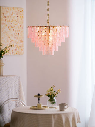 Orion Tiered Pink Glass Chandelier