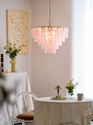 Orion Tiered Pink Glass Chandelier