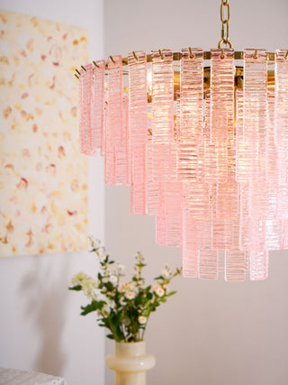 Orion Tiered Pink Glass Chandelier
