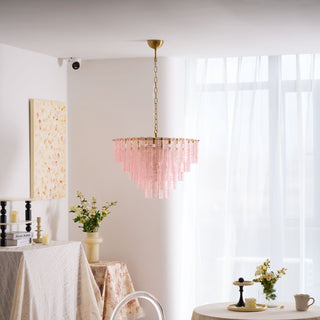 Orion Tiered Pink Glass Chandelier