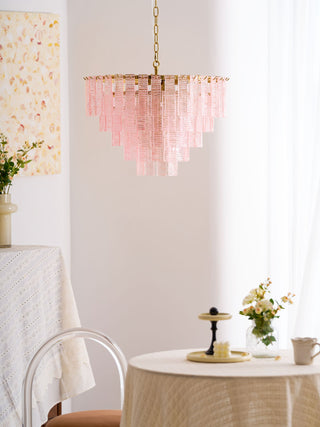 Orion Tiered Pink Glass Chandelier