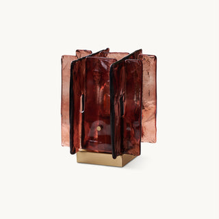Lion Crimson Textured Glass Table Lamp