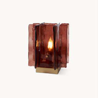 Lion Crimson Textured Glass Table Lamp