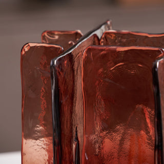 Lion Crimson Textured Glass Table Lamp