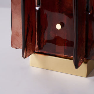 Lion Crimson Textured Glass Table Lamp