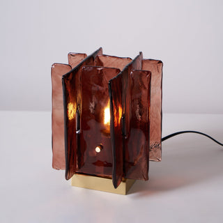 Lion Crimson Textured Glass Table Lamp