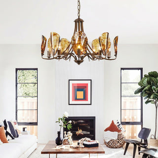 Amber Shell Vintage Glass Chandelier