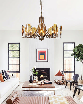 Amber Shell Vintage Glass Chandelier