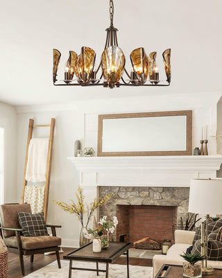 Amber Shell Vintage Glass Chandelier