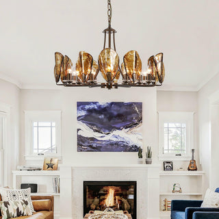 Amber Shell Vintage Glass Chandelier