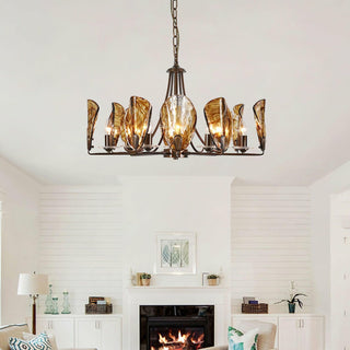 Amber Shell Vintage Glass Chandelier