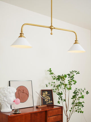 Linear Modern Brass Two-Light Pendant