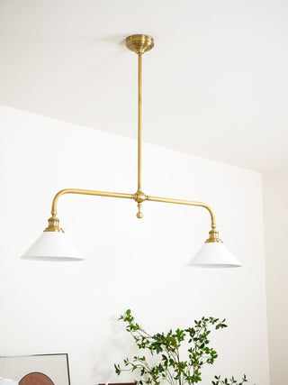 Linear Modern Brass Two-Light Pendant