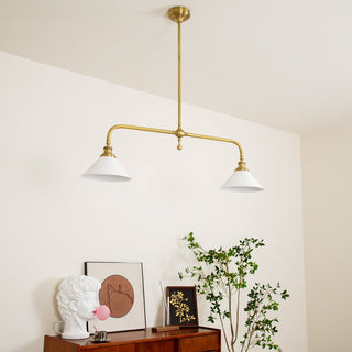 Linear Modern Brass Two-Light Pendant