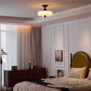 Anela Vintage Wood Fabric Ceiling Light