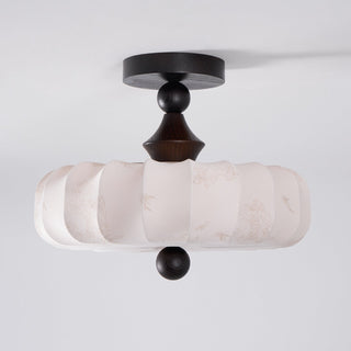 Anela Vintage Wood Fabric Ceiling Light