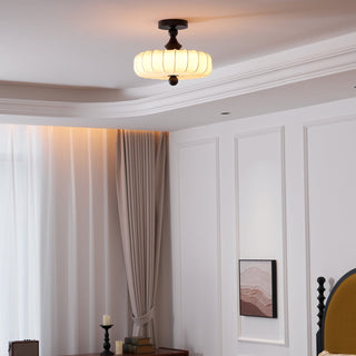 Anela Vintage Wood Fabric Ceiling Light