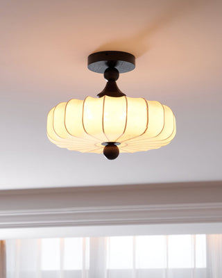 Anela Vintage Wood Fabric Ceiling Light