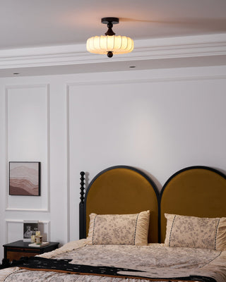 Anela Vintage Wood Fabric Ceiling Light