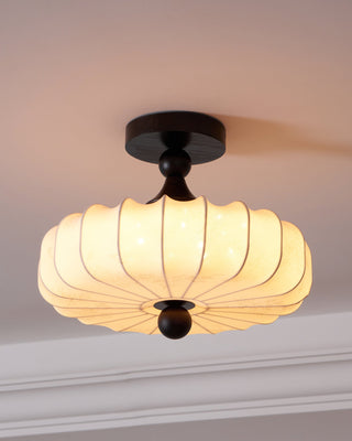 Anela Vintage Wood Fabric Ceiling Light