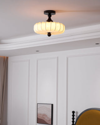 Anela Vintage Wood Fabric Ceiling Light