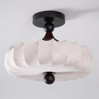 Anela Vintage Wood Fabric Ceiling Light