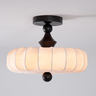 Anela Vintage Wood Fabric Ceiling Light