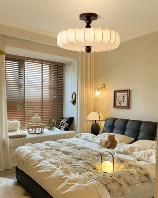 Anela Vintage Wood Fabric Ceiling Light