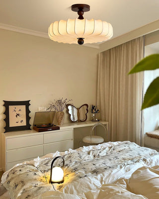 Anela Vintage Wood Fabric Ceiling Light