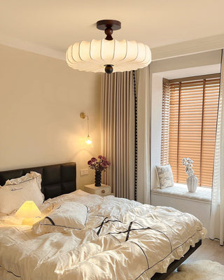 Anela Vintage Wood Fabric Ceiling Light