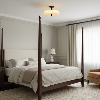 Anela Vintage Wood Fabric Ceiling Light