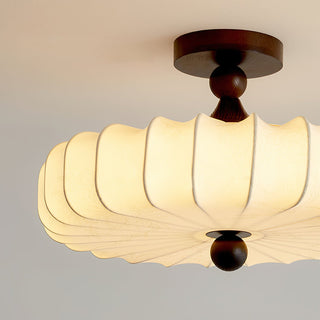 Anela Vintage Wood Fabric Ceiling Light