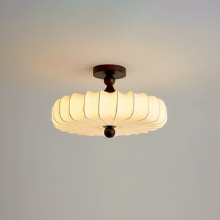 Anela Vintage Wood Fabric Ceiling Light