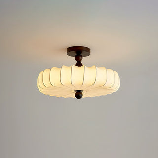 Anela Vintage Wood Fabric Ceiling Light