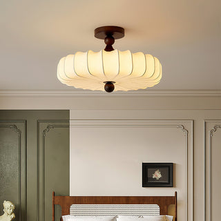 Anela Vintage Wood Fabric Ceiling Light