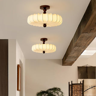 Anela Vintage Wood Fabric Ceiling Light