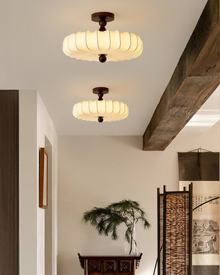 Anela Vintage Wood Fabric Ceiling Light