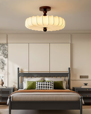 Anela Vintage Wood Fabric Ceiling Light