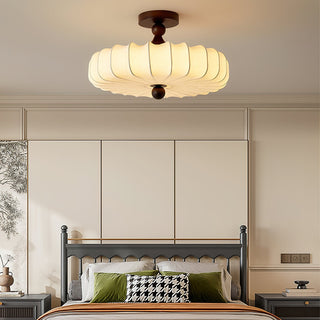 Anela Vintage Wood Fabric Ceiling Light