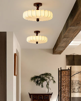 Anela Vintage Wood Fabric Ceiling Light