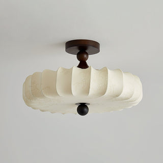 Anela Vintage Wood Fabric Ceiling Light